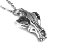 Wolf Skull Necklace, Animal Skeleton Rock Jewelry in Pewter