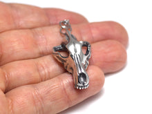 Wolf Skull Necklace, Animal Skeleton Rock Jewelry in Pewter