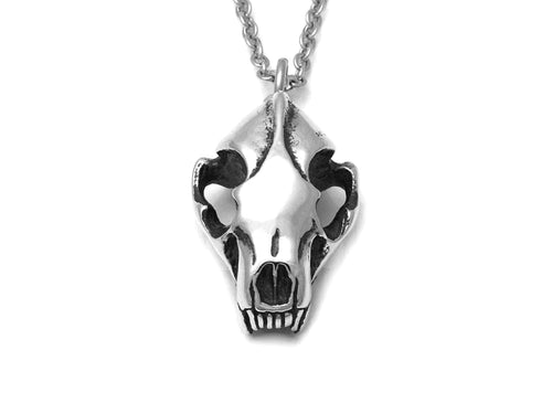Wolverine Skull Necklace, Animal Jewelry in Pewter