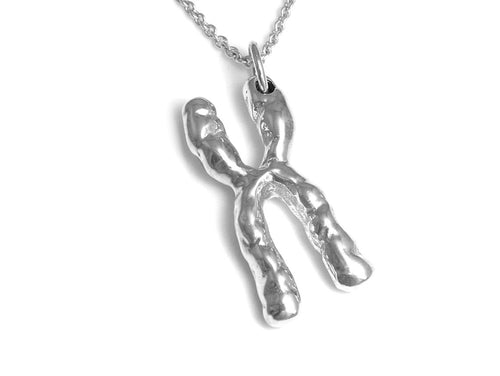 X Chromosome Necklace, DNA Genetics Jewelry in Sterling Silver