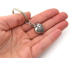 Anatomical Heart in Shape of a Traditional Keychain in Pewter