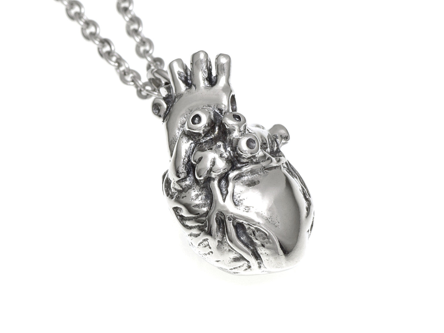 Silver Anatomical Heart Necklace