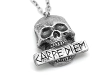 Antiqued Carpe Diem Skull Necklace, Seize the Day Jewelry