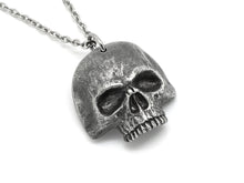 Antiqued Jawless Human Skull Necklace, Aged Pewter Jewelry