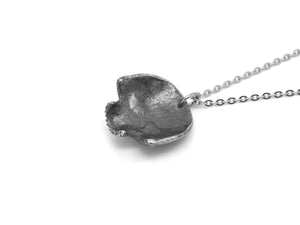 Antiqued Jawless Human Skull Necklace, Aged Pewter Jewelry