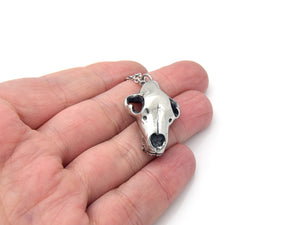 Swedish Bear Skull Necklace, Animal Jewelry in Pewter