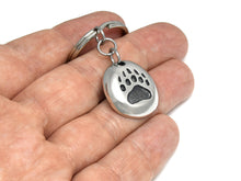Bear Track Keychain, Animal Keyring in Pewter