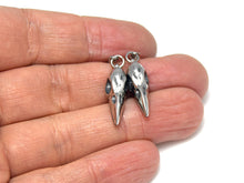 Raven Skull Dangle Earrings, Bird Jewelry in Pewter
