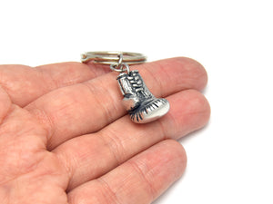 Boxing Glove Keychain, Muay Thai Keyring in Pewter