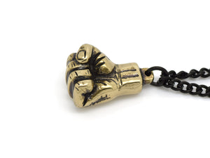 Bronze Human Fist Necklace, Hand Jewelry