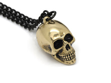 Bronze Human Skull Necklace, Memento Mori Jewelry