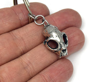 Cat Skull Keychain, Animal Skeleton Keyring in Pewter