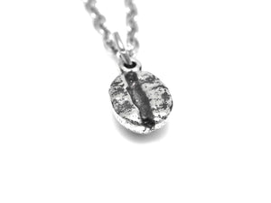 Coffee Bean Necklace, Caffeine Jewelry in Pewter