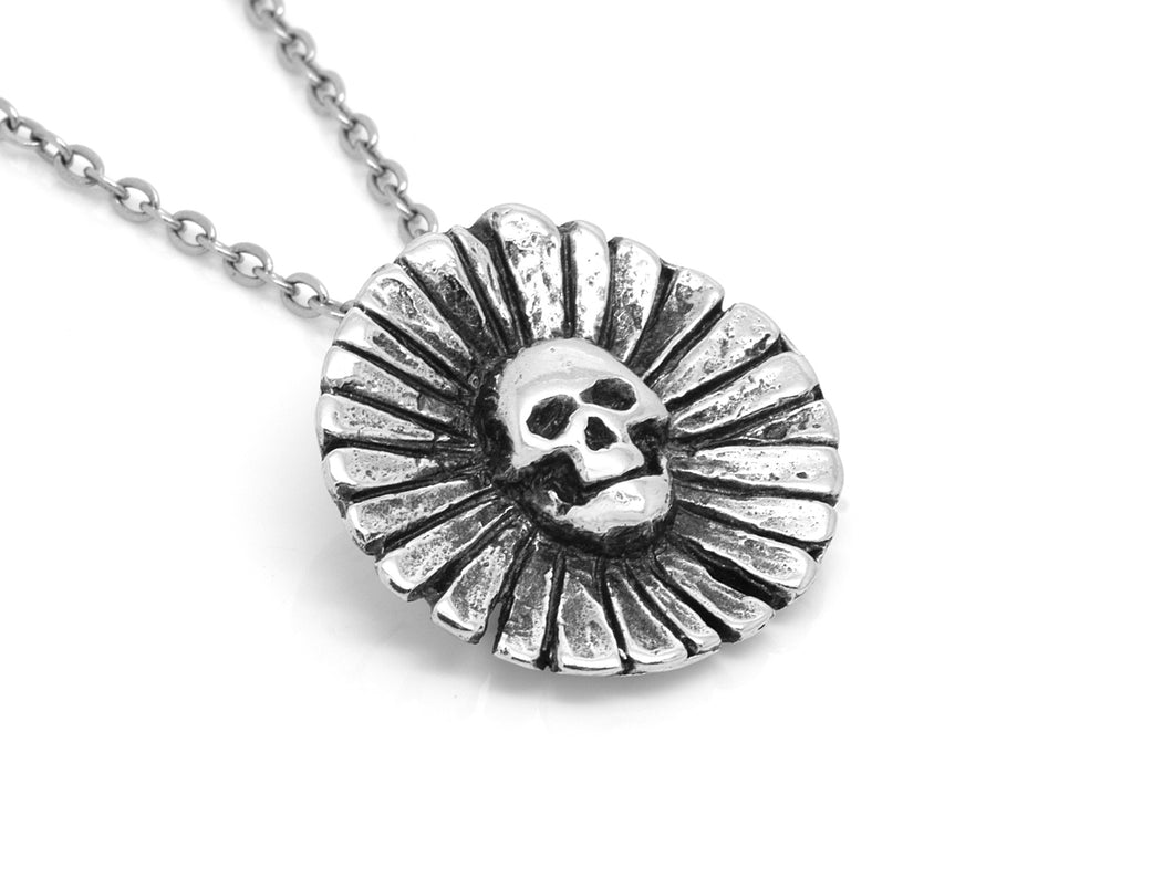 Deadly Daisy Human Skull and Flower Necklace, Floral Jewelry