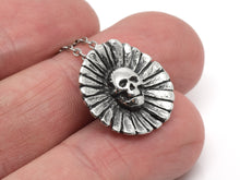 Deadly Daisy Human Skull and Flower Necklace, Floral Jewelry