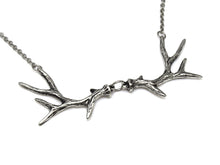 Deer Antler Choker Necklace, Animal Jewelry in Pewter