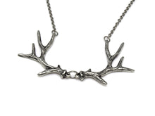 Deer Antler Choker Necklace, Animal Jewelry in Pewter
