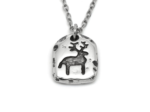 Deer Rock Carving Pendant Necklace, Cave Painting Jewelry