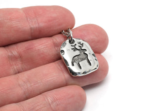 Deer Rock Carving Pendant Necklace, Cave Painting Jewelry