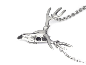 Deer Skull Necklace, Animal Jewelry in Pewter
