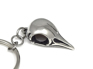 Mourning Dove Skull Keychain, Animal Skeleton Keyring in Pewter