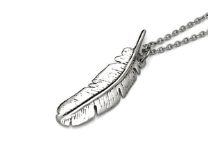Bird Feather Necklace, Animal Wing Jewelry in Pewter