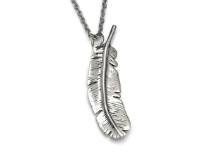 Bird Feather Necklace, Animal Wing Jewelry in Pewter