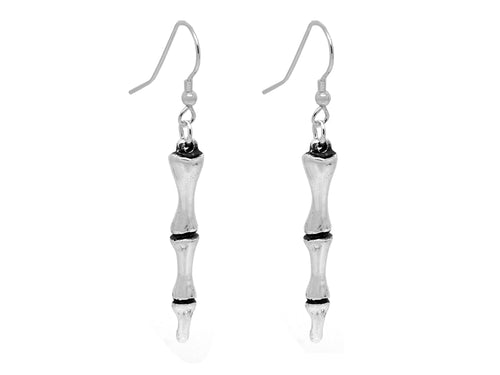 Sterling Silver Finger Bone Earrings, Phalanx Anatomy Jewelry