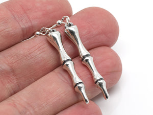 Sterling Silver Finger Bone Earrings, Phalanx Anatomy Jewelry