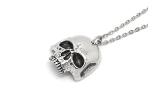 Jawless Human Skull Necklace, Memento Mori Jewelry