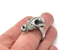 Fox Skull Ring, Skeleton Animal Jewelry in Pewter
