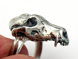 Fox Skull Ring, Skeleton Animal Jewelry in Pewter