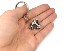 Frog Skull Keychain, Animal Skeleton Keyring in Pewter