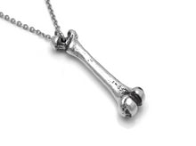Femur Bone Necklace, Skeleton Anatomical Jewelry in Pewter
