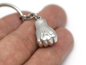 Human Fist Keychain, Power Symbol Keyring in Pewter