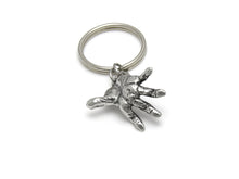 Human Hand Keychain, Anatomical Keyring in Pewter