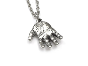 Human Hand Necklace, Anatomy Jewelry in Pewter