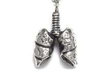 Small Lungs Necklace, Anatomical Jewelry in Pewter