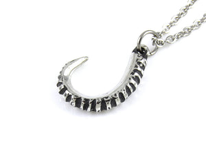Goat Horn Necklace, Capricorn Zodiac Jewelry in Pewter
