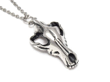 Wolf Skull Necklace, Animal Skeleton Rock Jewelry in Pewter