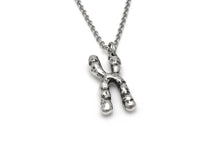X Chromosome Necklace, DNA Biology Jewelry in Pewter