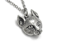 Cat Head Necklace, Animal Face Jewelry in Pewter