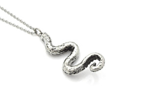 Big Octopus Tentacle Necklace, Squid Jewelry in Pewter