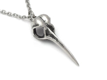 Hummingbird Skull Necklace, Bird Goth Jewelry in Pewter