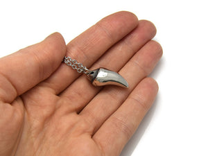 Bat Tooth Necklace, Animal Fang Jewelry in Pewter