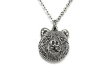 Bear Head Necklace, Animal Face Jewelry in Pewter