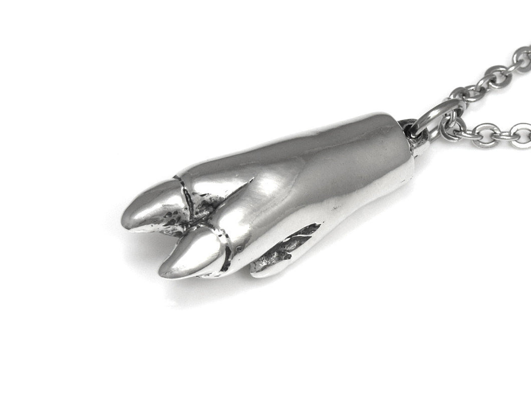 Pig Foot Necklace, Animal Swine Jewelry in Pewter