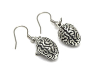 Human Brain Earrings, Anatomy Jewelry in Pewter