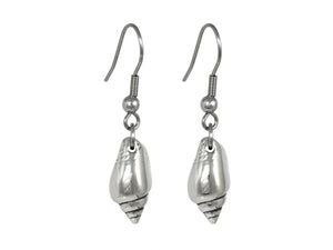Tiny Sea Shell Earrings, Nature Jewelry in Pewter