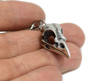 Jackdaw Skull Keychain, Bird Keyring in Pewter